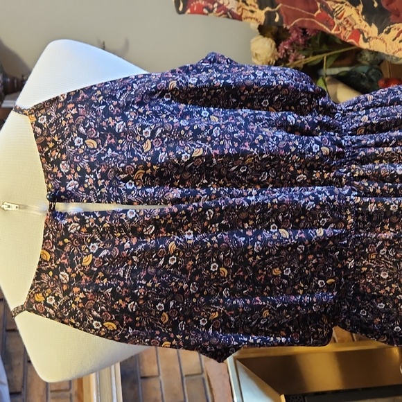 Knox Rose Black Floral Dress Size Large Prairie Style Hi Lo Calico Country - Picture 6 of 14